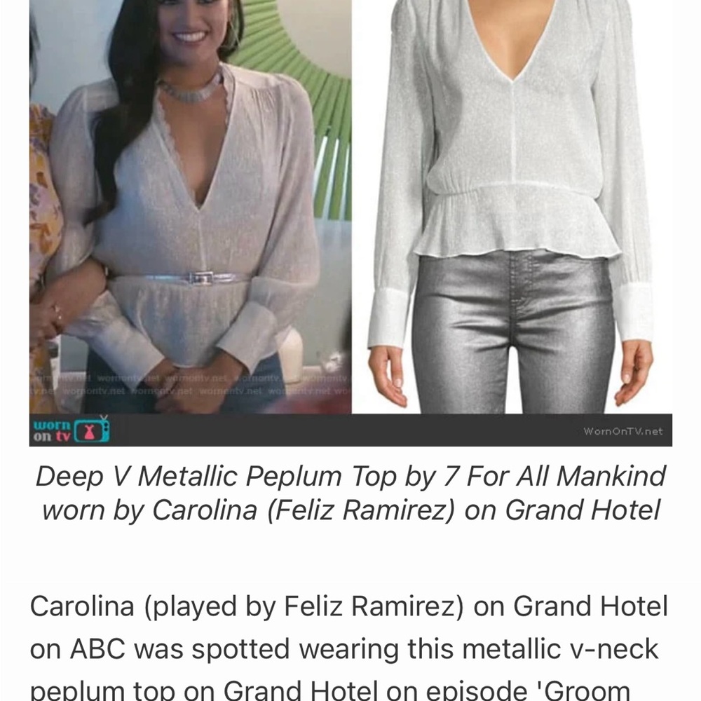 7 For All Mankind Silver Shimmer Top